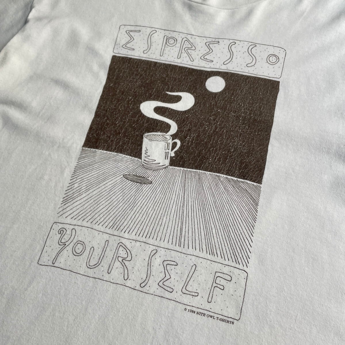 90年代 USA製 アート エスプレッソ コーヒーTシャツ メンズL 古着 90s 