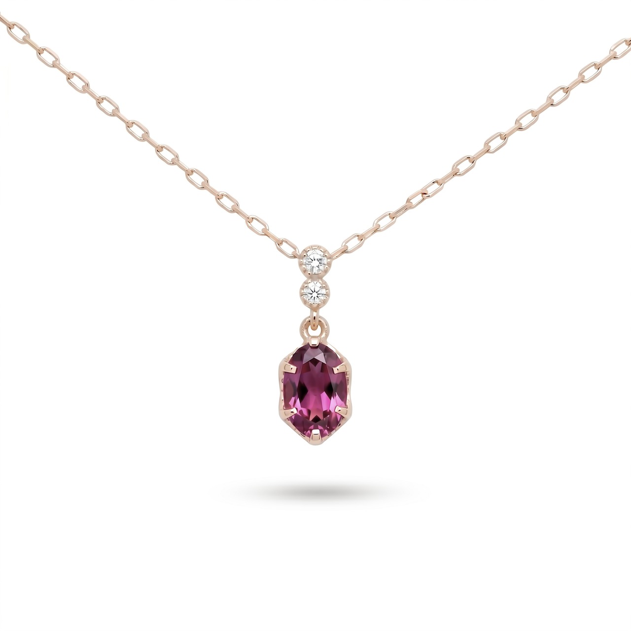K10YG　ロードライトガーネット×ダイヤモンド0.01ct  ネックレス　【0208263】
