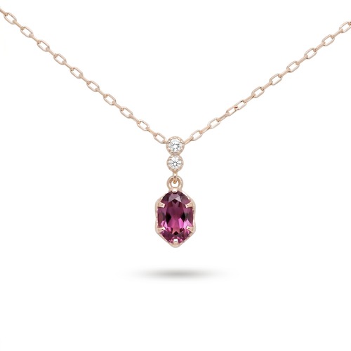 K10YG　ロードライトガーネット×ダイヤモンド0.01ct  ネックレス　【0208263】