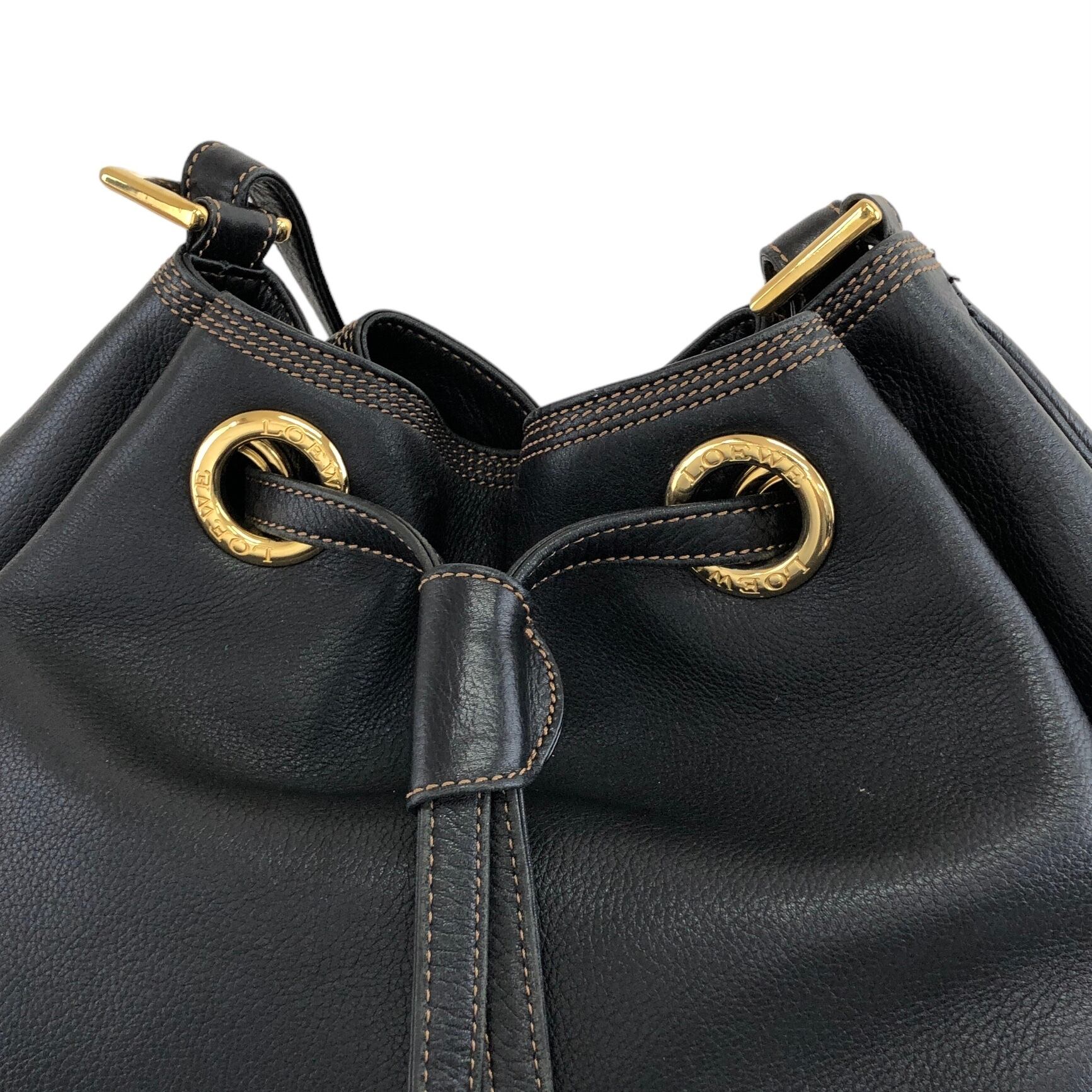 LOEWE ロエベ アナグラム 巾着 ショルダーバッグ ブラック vintage