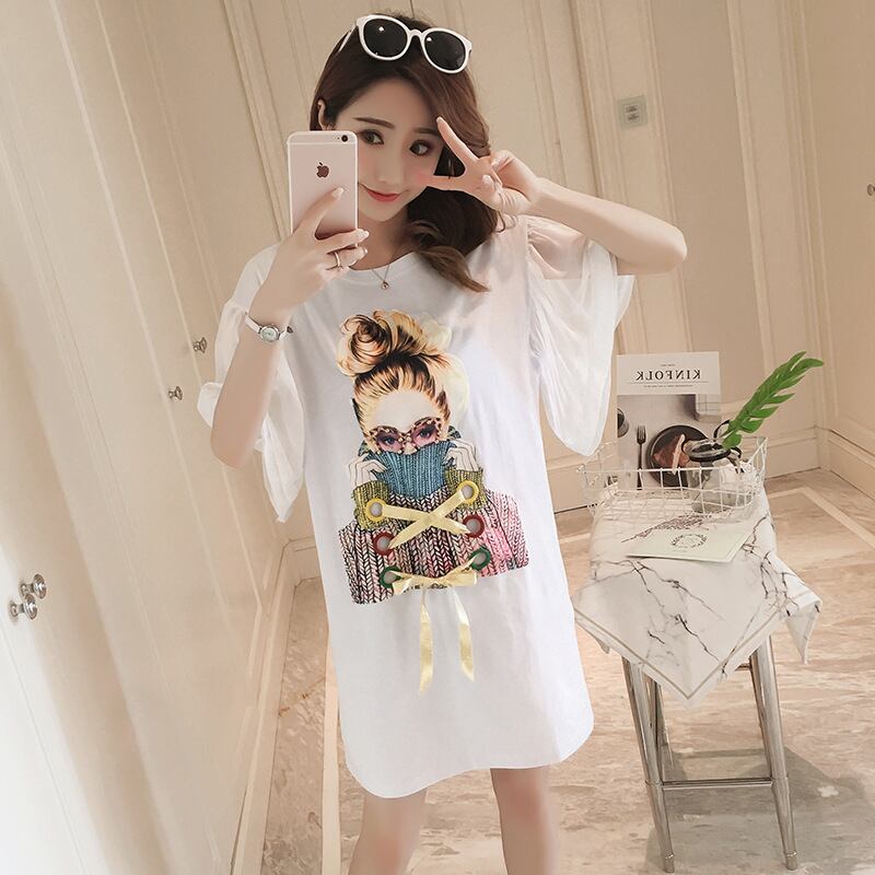 【新作】【送料無料】 マタニティドレス2019夏ミドル丈マタニティドレスファッションプリントルーズプラスサイズトレンディなマタニティドレス-アリババ 大きめサイズ サマー 夏物 expec286623709291