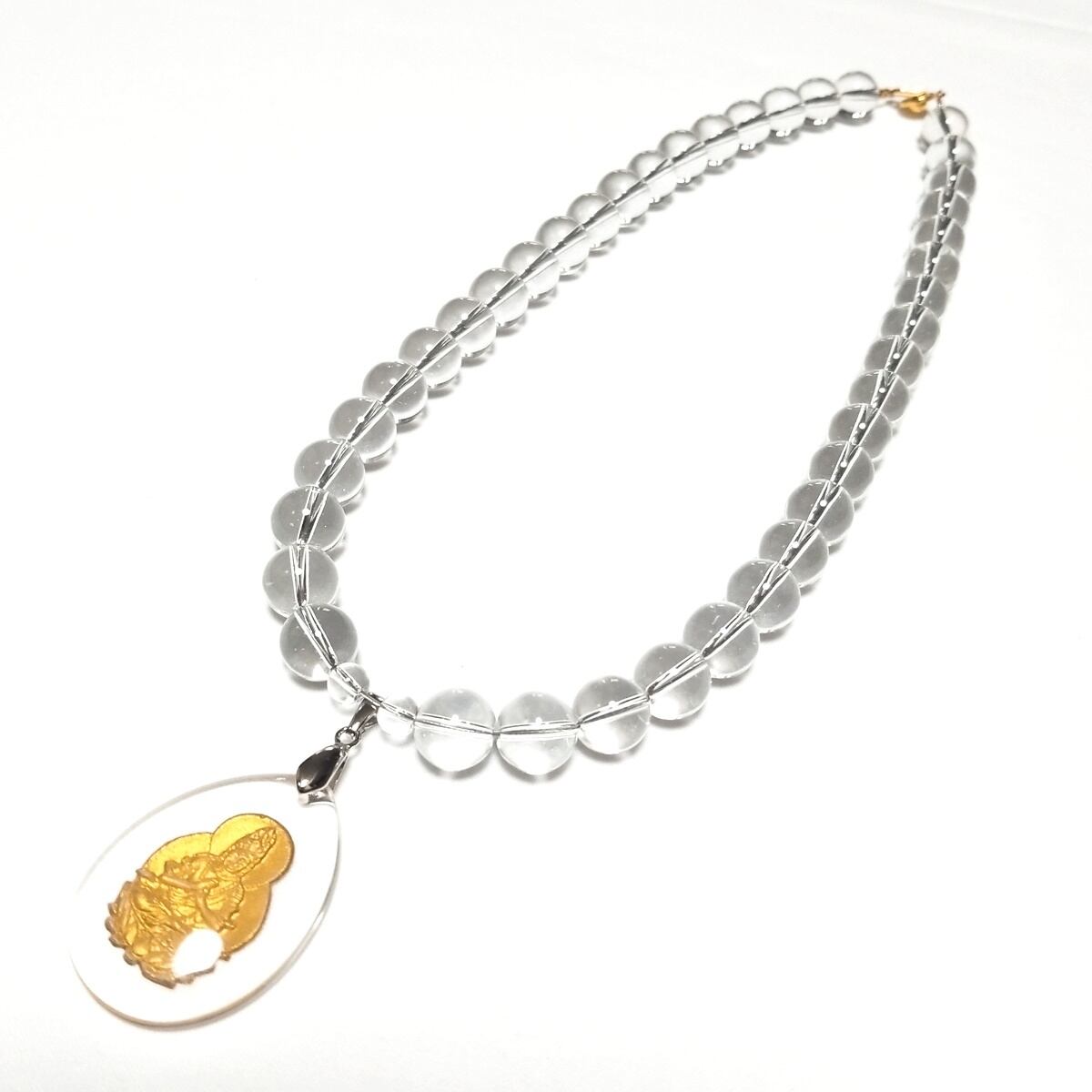 阿弥陀如来 戌亥 金彫り 水晶プレート 12ミリ 6ミリ メンズ 数珠