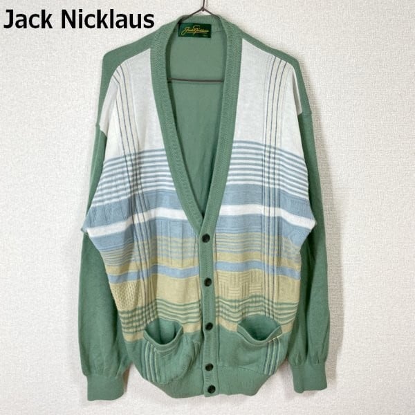 JACK NICKLAUS ニットセーター M ブルー 秋冬 総柄 - ニット