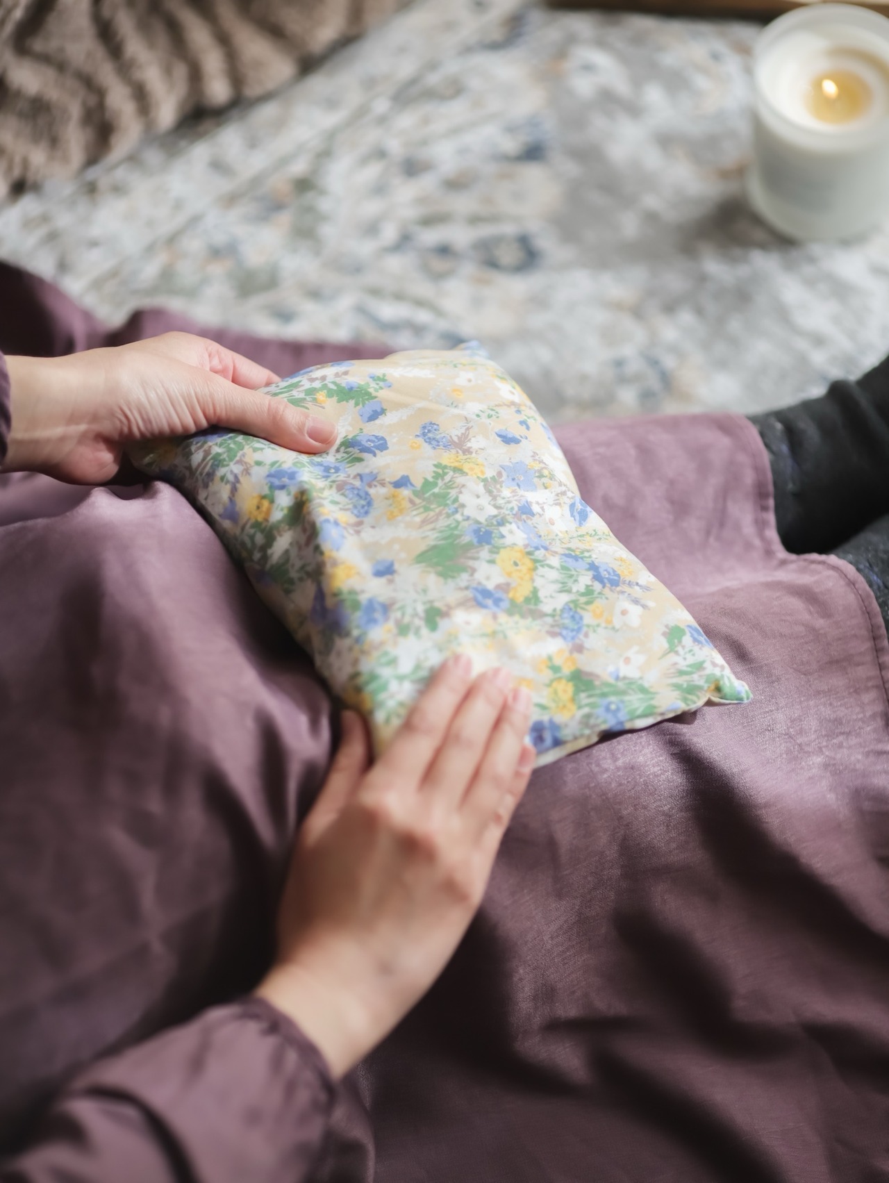 《大判》米ぬか玄米カイロ（選べるハーブ）Woodland Bloom　カバー付き