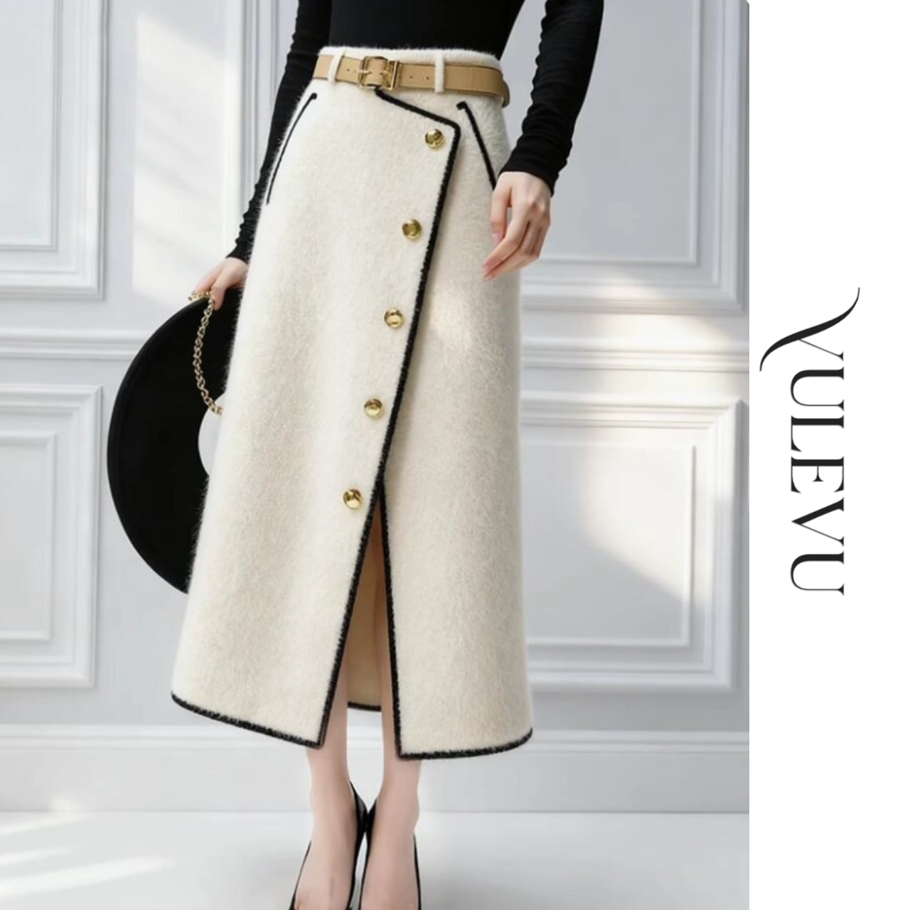 バイカラーミディスカート B22