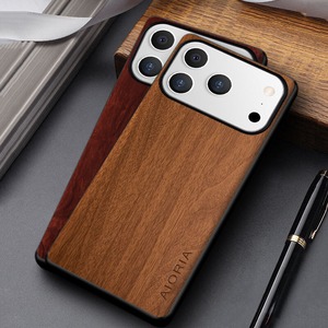 ◆iPhone 17/16/15/14/13/Pro/Pro Max/Plus/Air◆ Wood Design Leather Case / ウッド デザイン レザー スマホケース