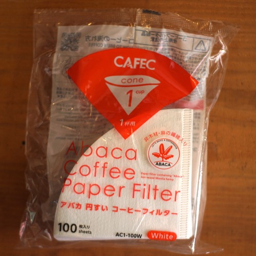 CAFEC アバカ 円すい コーヒーフィルター〈1杯用〉（100枚入）ホワイト AC1-100W