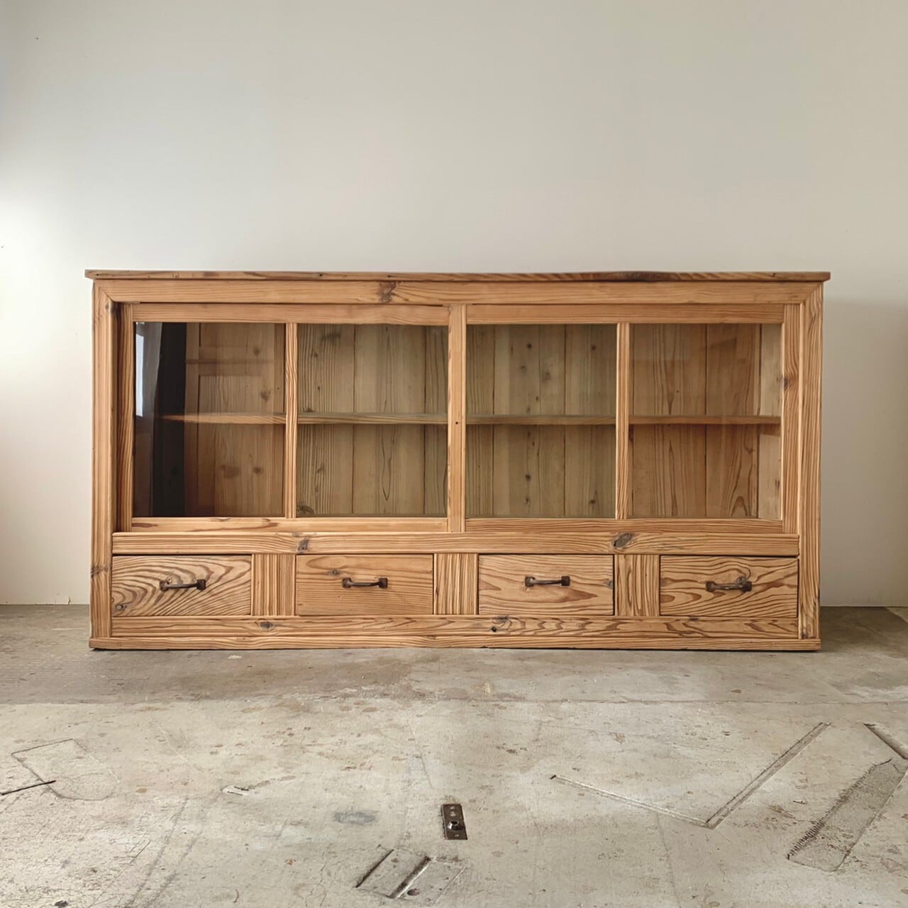 食器棚　ガラスケース　水屋　古家具　0763