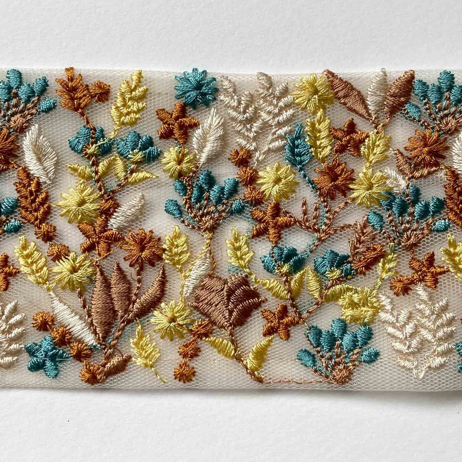新色追加〉草花模様の太幅インド刺繍レース（50cm〜） | Dua
