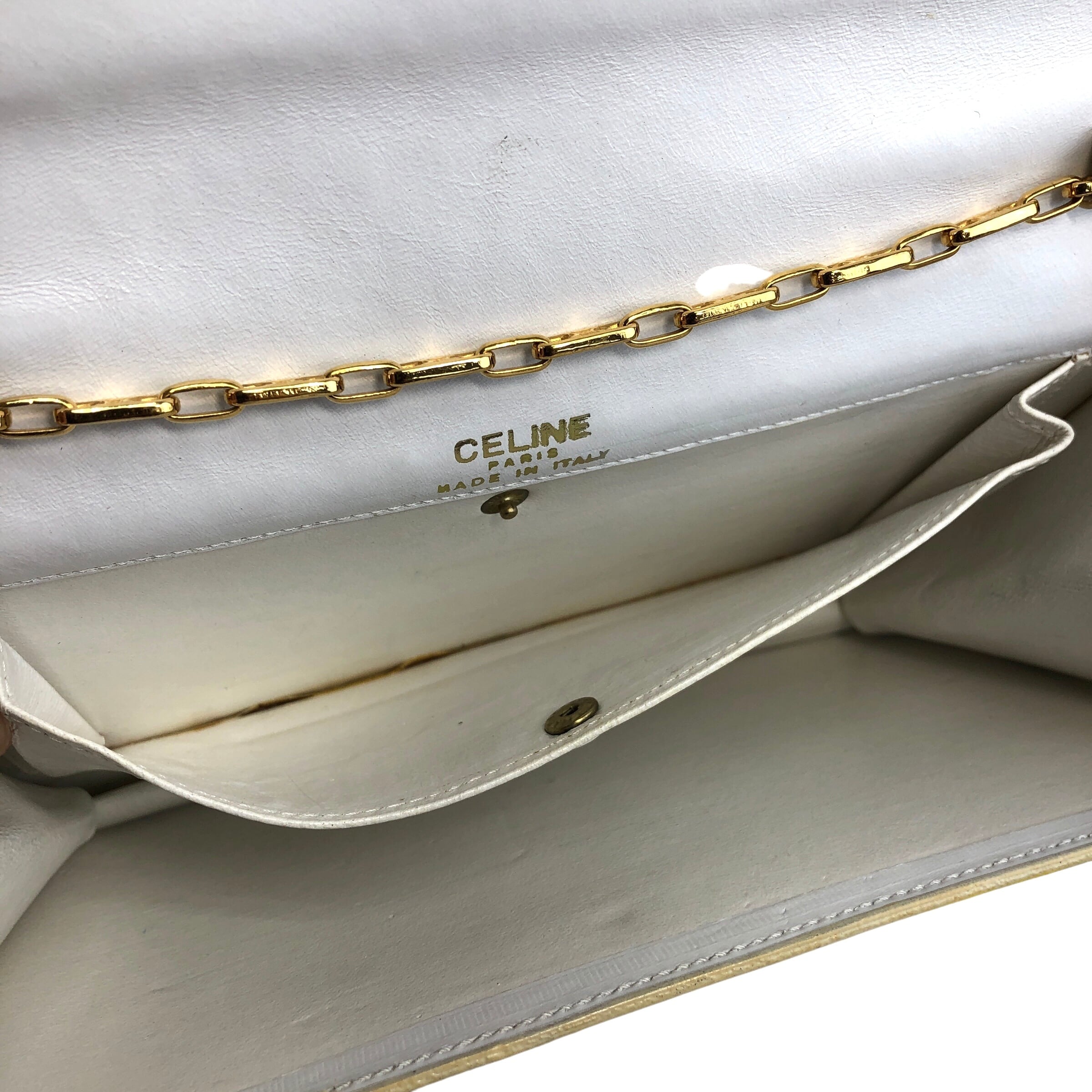 オールドセリーヌショルダーバッグ CELINE セリーヌ ショルダーバッグ ホワイト ブラゾン レザー チェーン