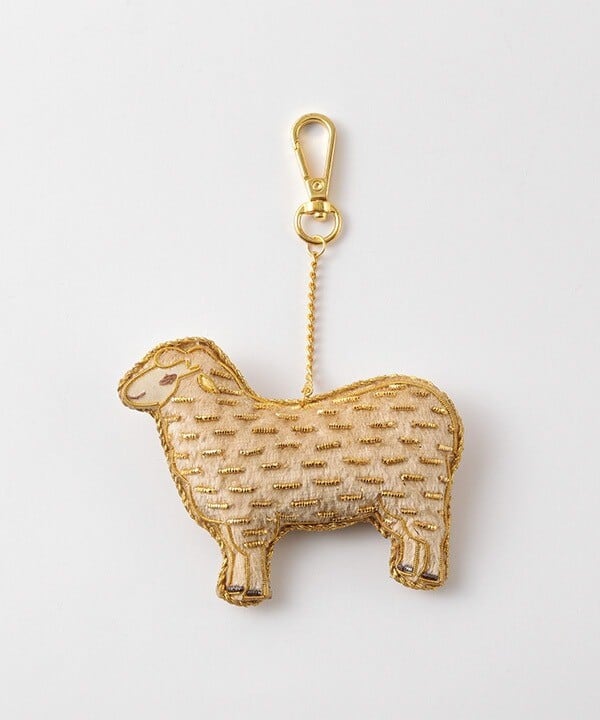【COTTAGE】ザリ刺繍 アニマル バッグチャーム／キーホルダー｜ダックスフンド・ヒツジダックスフンド フクロウ キウイ ヒツジ