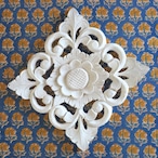 ブロックプリント生地【50cm単位】インド綿 小花柄 ブルー×黄色 #52616-BL2