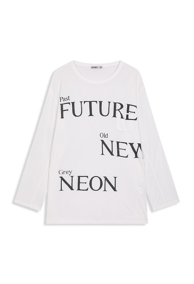 [OPEN YY] TYPOGRAPHY SHEER TOP, WHITE 正規品 韓国ブランド 韓国通販 韓国代行 韓国ファッション オープン ワイワイ 日本 店舗