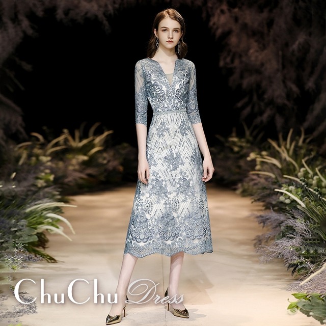 新品大人気 110 グレー 花の刺繍レース ワンピース チュール 清々しい  