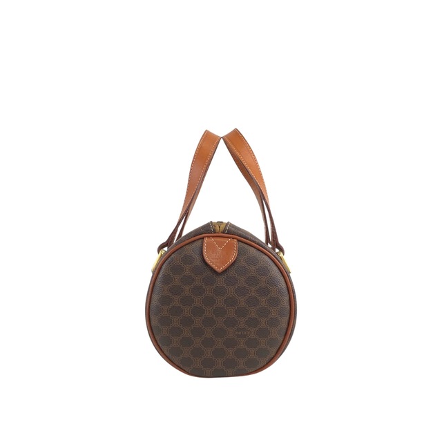 CELINE セリーヌ マカダム ショルダーバッグ ブラウン ブラゾン型押し PVC レザー 2way ロールバッグ vintage ヴィンテージ オールド tj3xfx