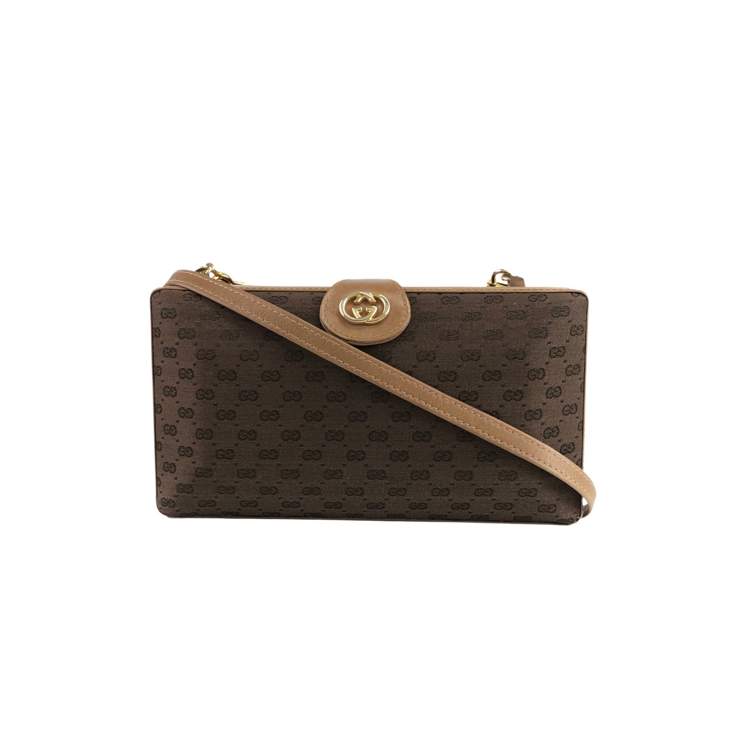 GUCCI ブラウンロゴショルダーバッグ