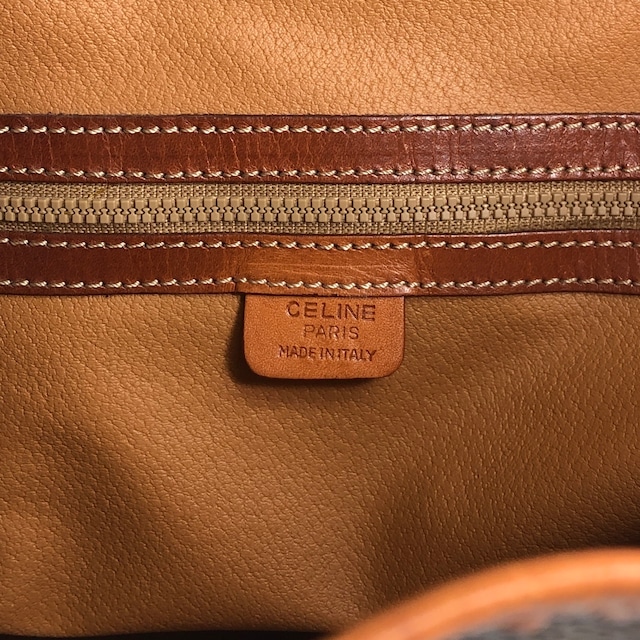 CELINE セリーヌ マカダム ショルダーバッグ ブラウン PVC 巾着 vintage ヴィンテージ オールド wskrpv