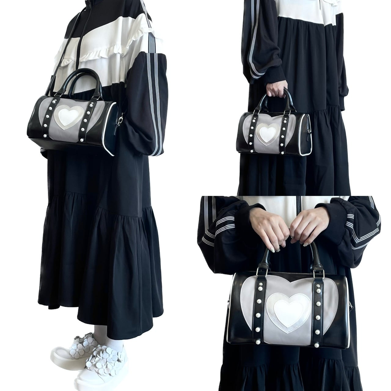 ハートボストンバッグ BLACK | HEIHEI