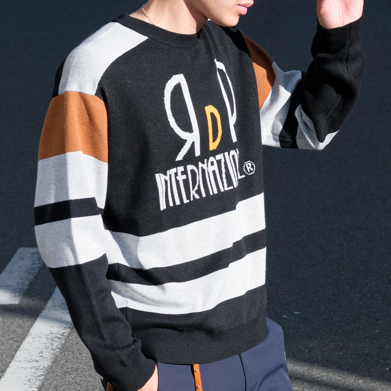 カラーブロック復刻デザインニット