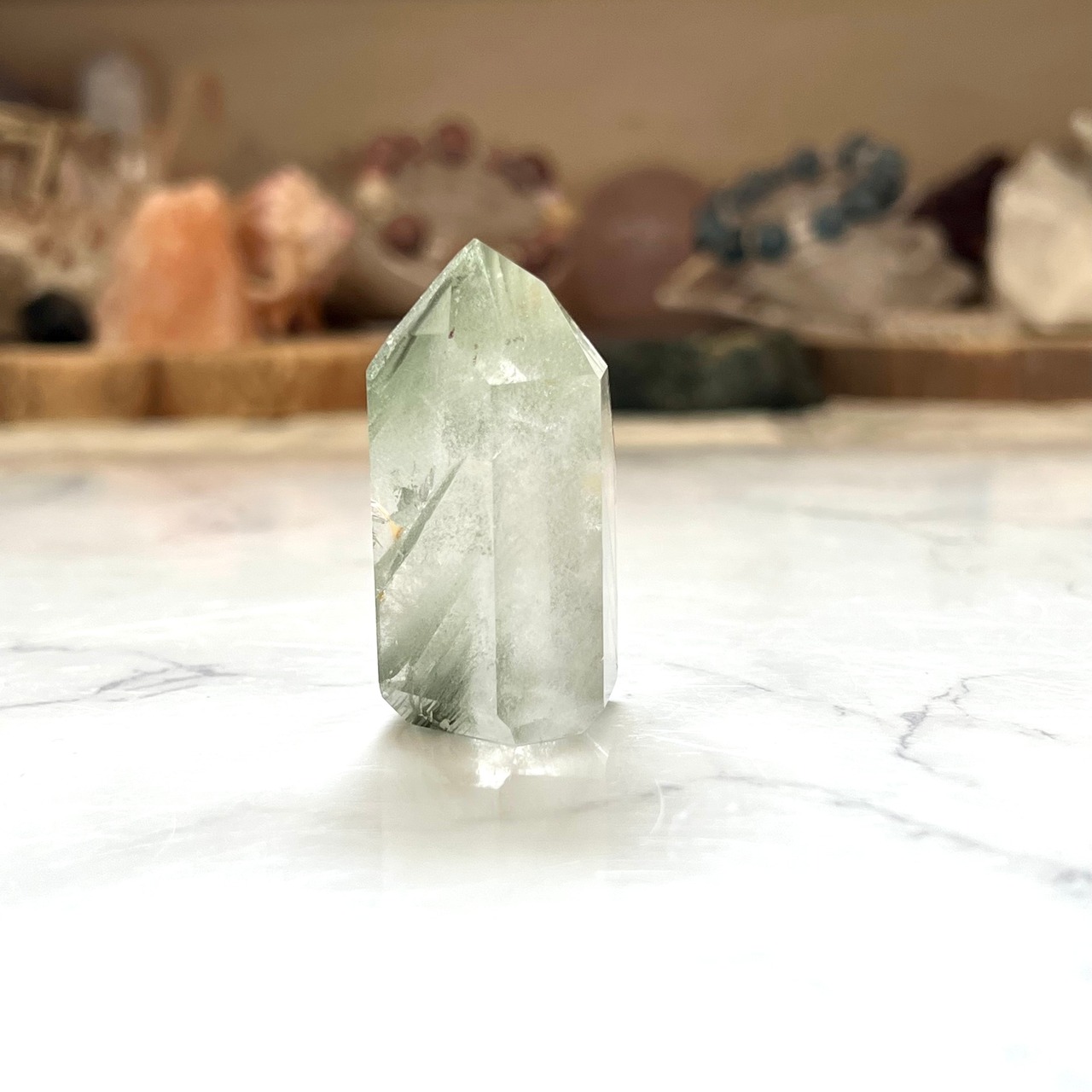 グリーンファントムポイント1*ファントムクォーツ*天然石インテリア*置き物