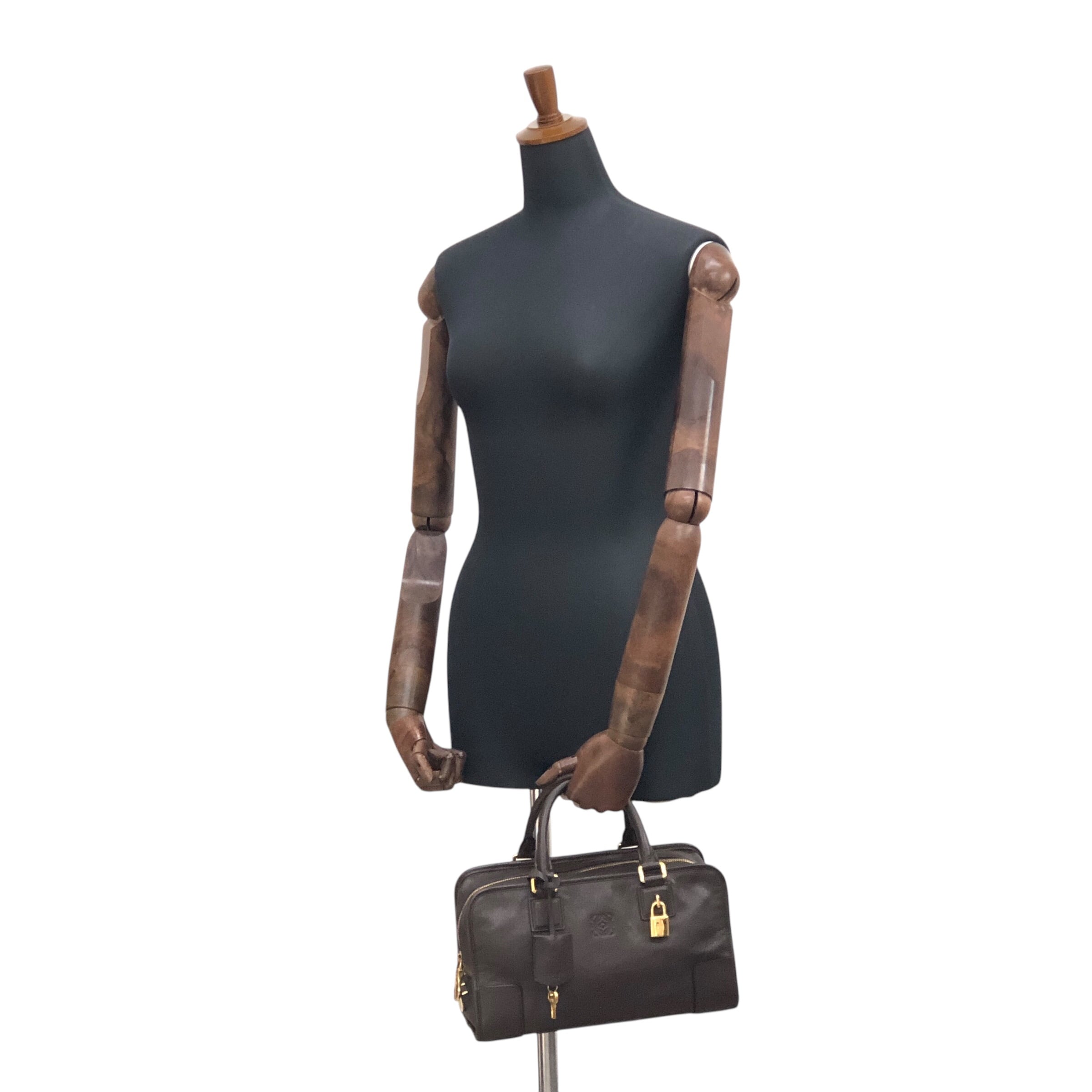 LOEWE ロエベ アマソナ28 ハンドバッグ ブラウン アナグラム レザー