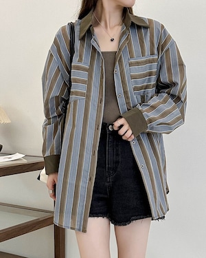 Bicolor Stripe Shirt E713