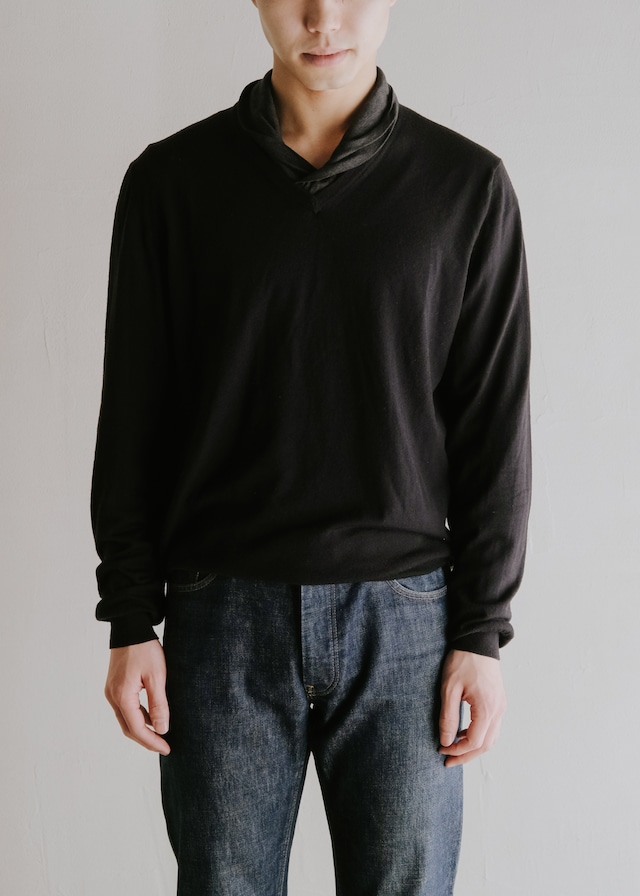00's HERMÈS detachable collar wool silk v-neck knit