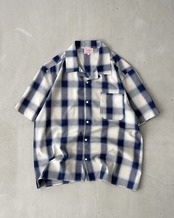 Relux Rayon Mix Ombre Slit S/S Shirt｜WHT×BLU