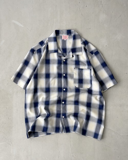 Relux Rayon Mix Ombre Slit S/S Shirt｜WHT×BLU