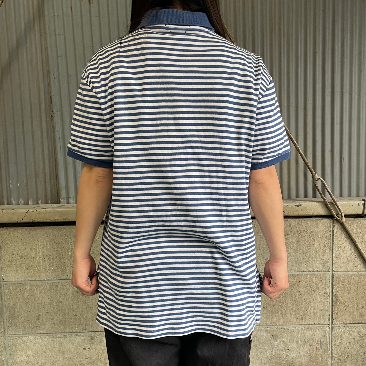 Polo Ralph Lauren フライス ボーダー ポロシャツ メンズM 古着 細 
