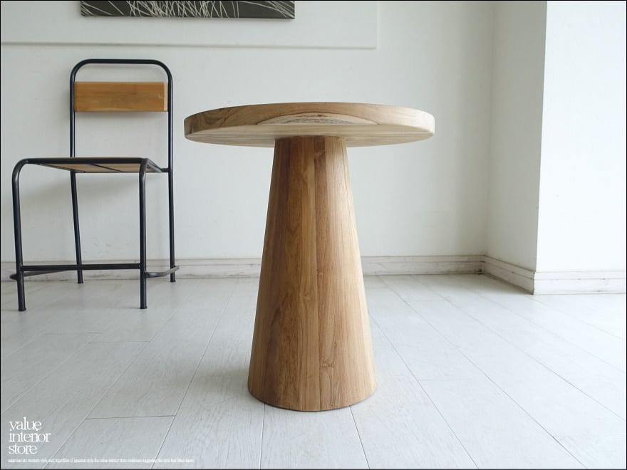 チーク無垢材 サイドテーブルBeist 丸テーブル コーヒーテーブル 花台 飾り棚 ナチュラル 世界三大銘木Φ45 x 50cm