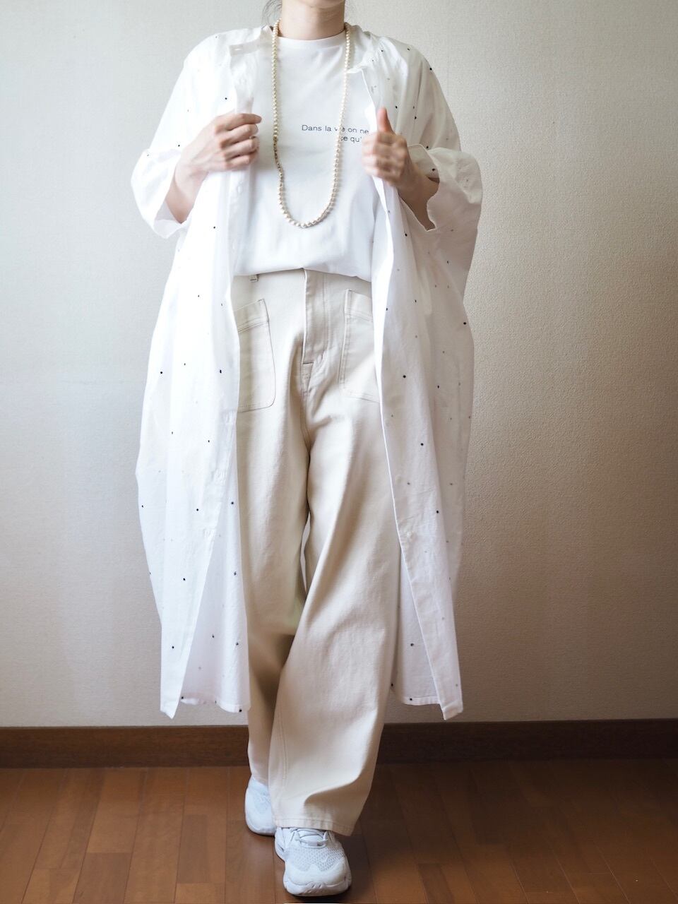 HOUSE OF LOTUS シフリー刺繍シャツワンピース　ホワイト HOUSE OF LOTUS｜コットン シフリー 刺繍 ワンピース 302310-14-190-mn