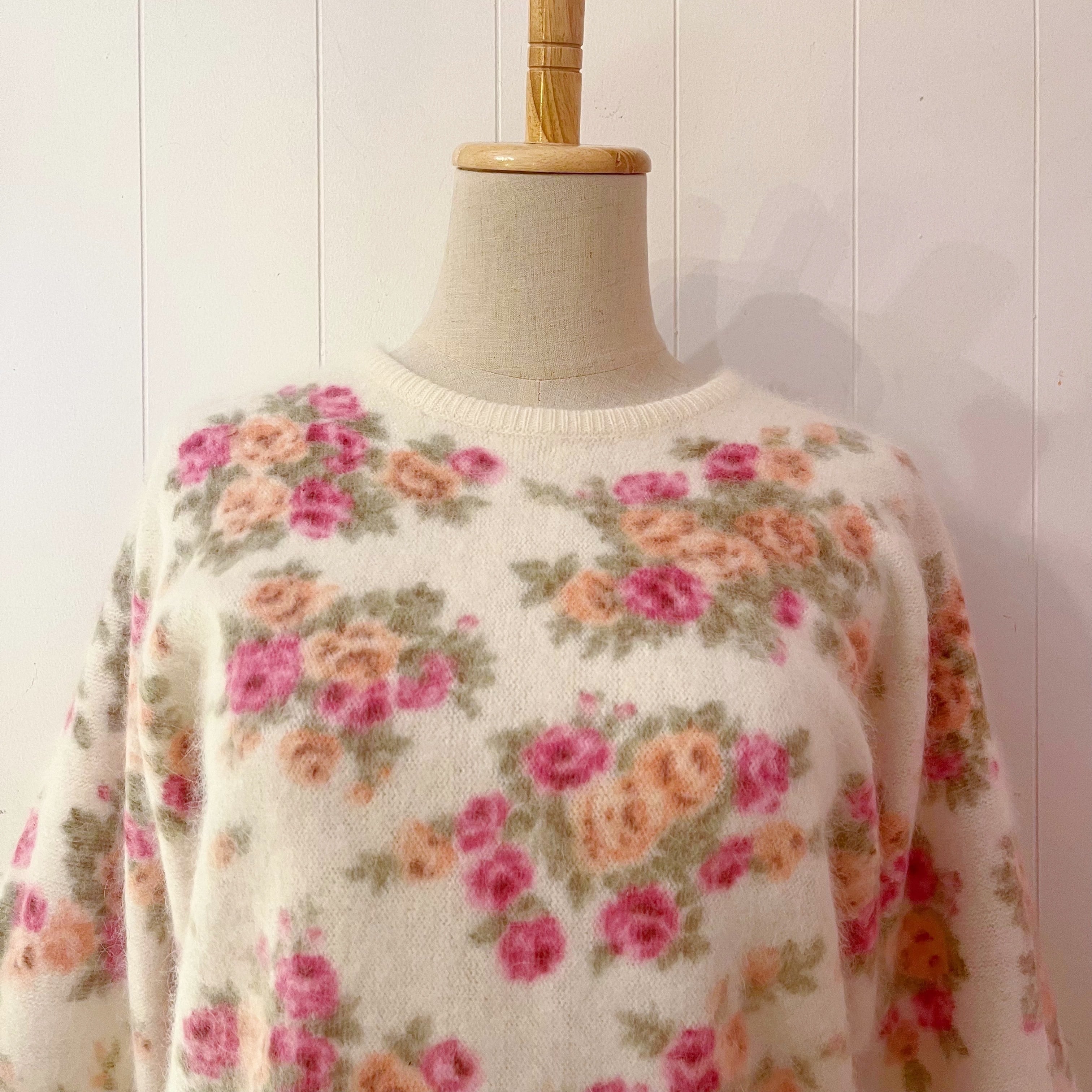 pink rose angora knit sweater