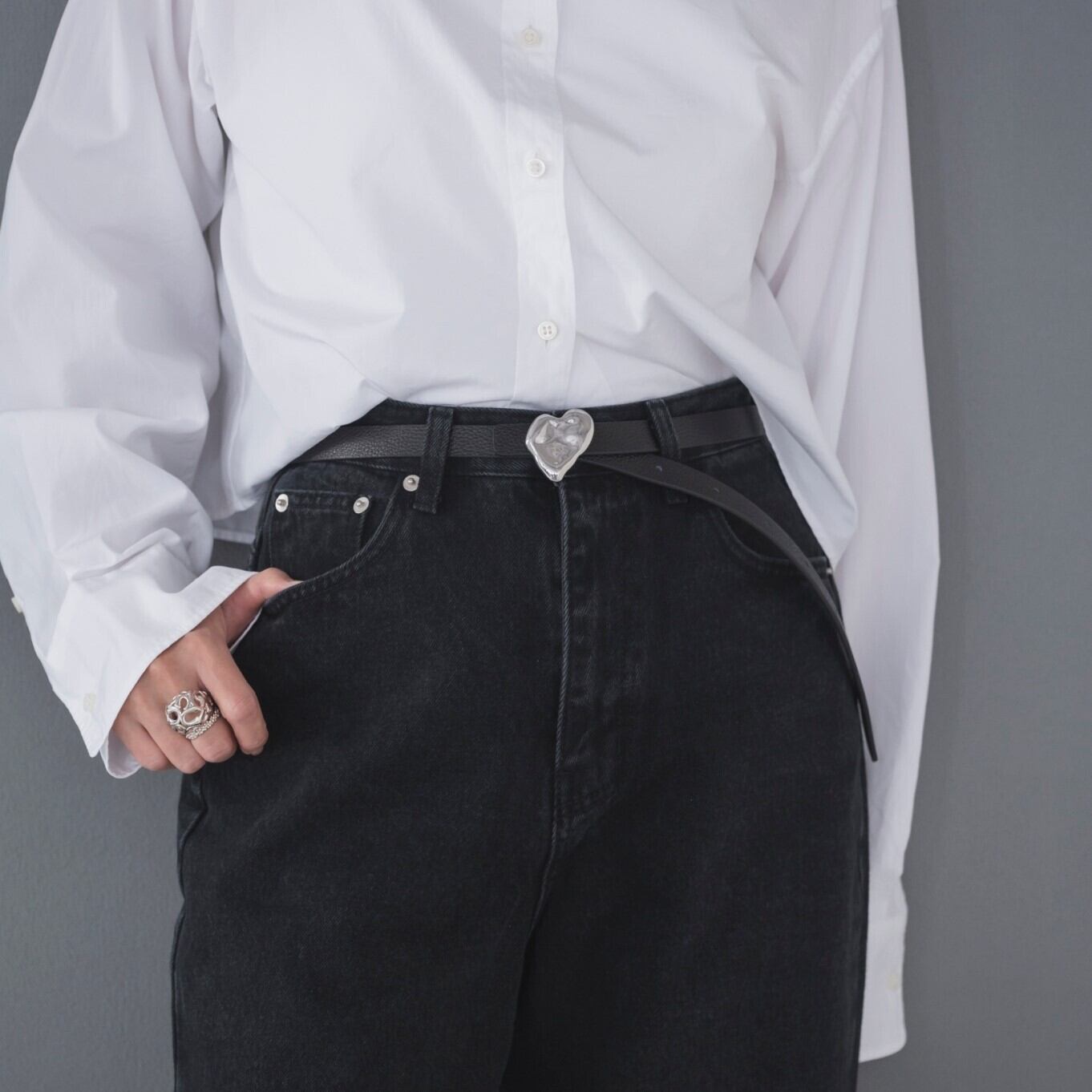 Nabel×hiros23コラボ ハートバックルベルト:ショートブラック Nabel×hiros23コラボ ハートバックルベルト:ショートブラック