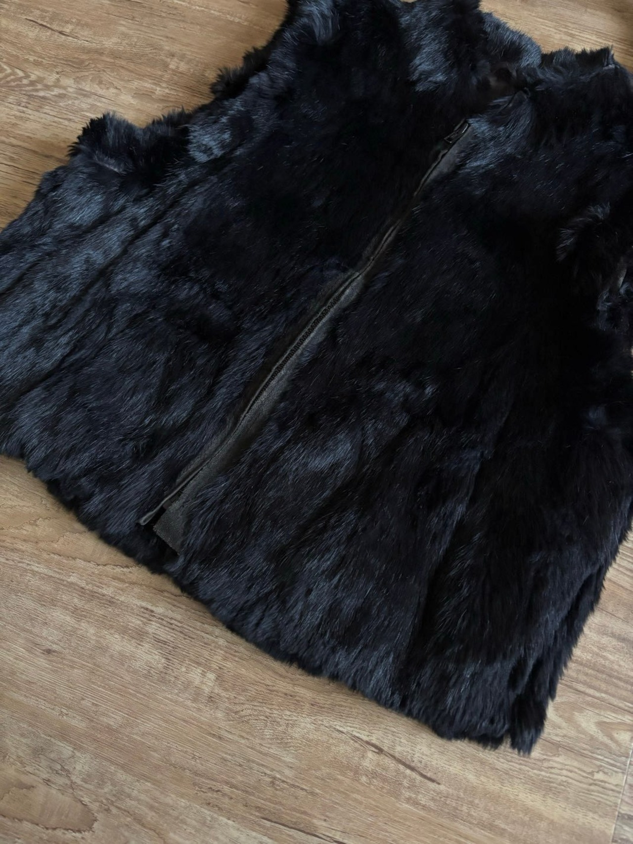 mode black rabbit fur vest-4532-2
