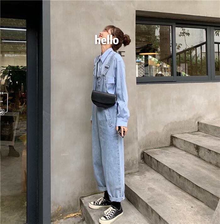 送料無料 ゆるカジスタイルに 大人カジュアル デニム オーバーオール オールインワン サロペット Lamitte Deco トレンド 韓国ファッション ショップ Base店