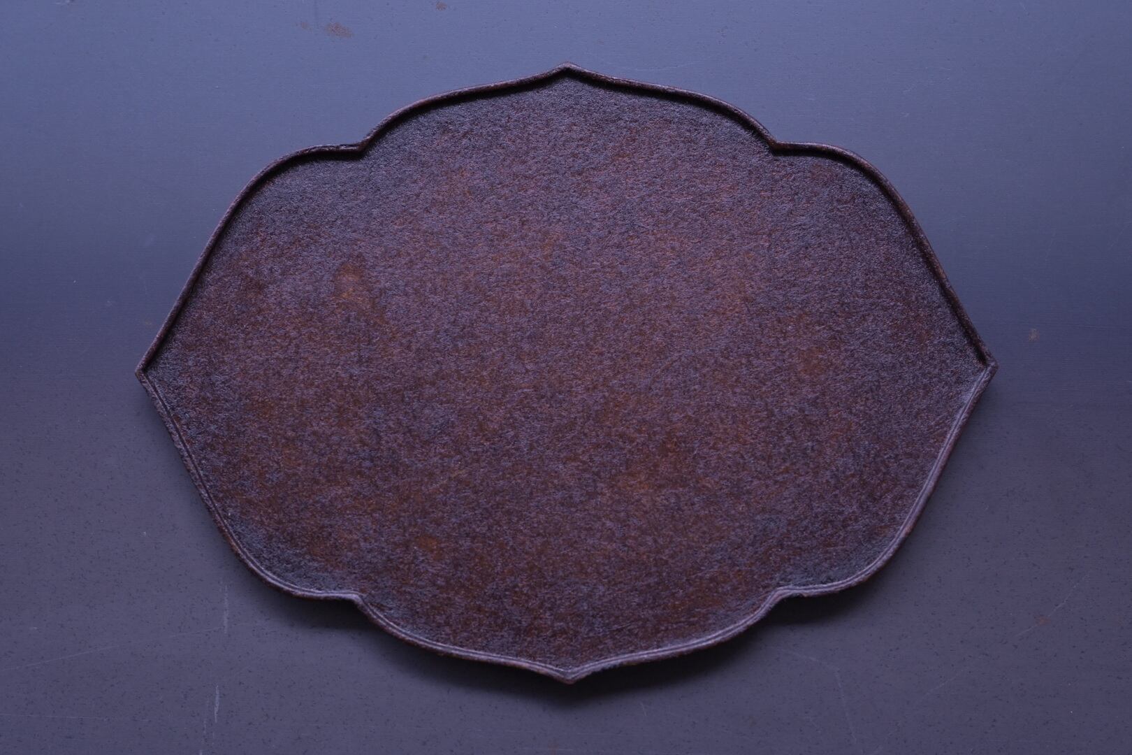 蝶野秀紀 輪花皿 葉 大 茶