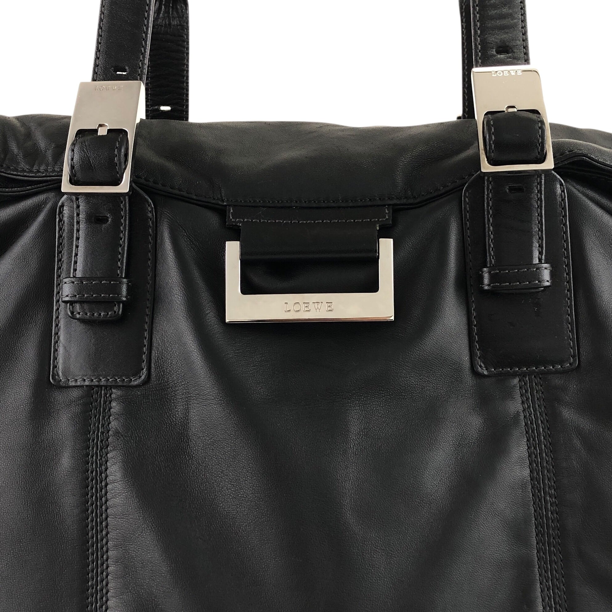 LOEWE ロエベ ハンドバッグ ブラック ロゴ ナッパレザー vintage