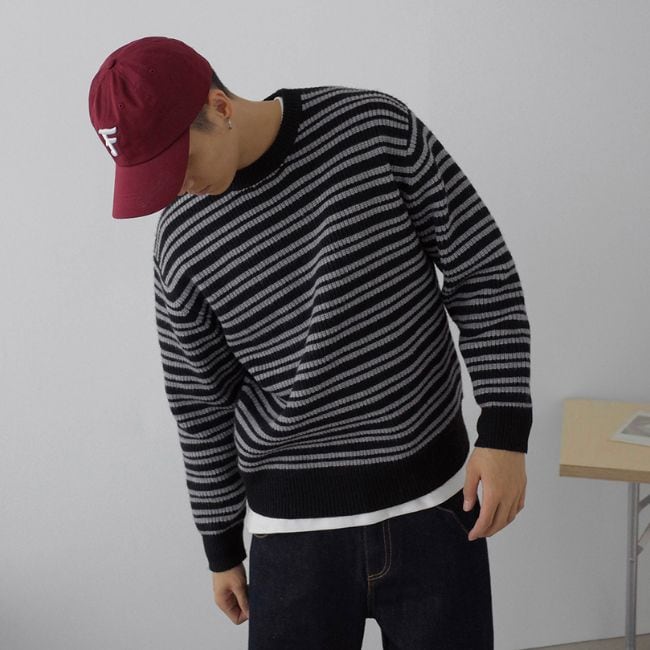 ボーダーロングスリーブニット vi1678
