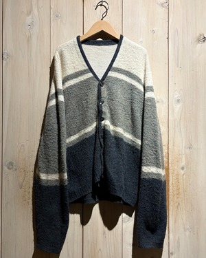 【a.k.a.C.a.k.a vintage】60’s Horizontal Stripe Vintage Mohair Blend Knit Cardigan