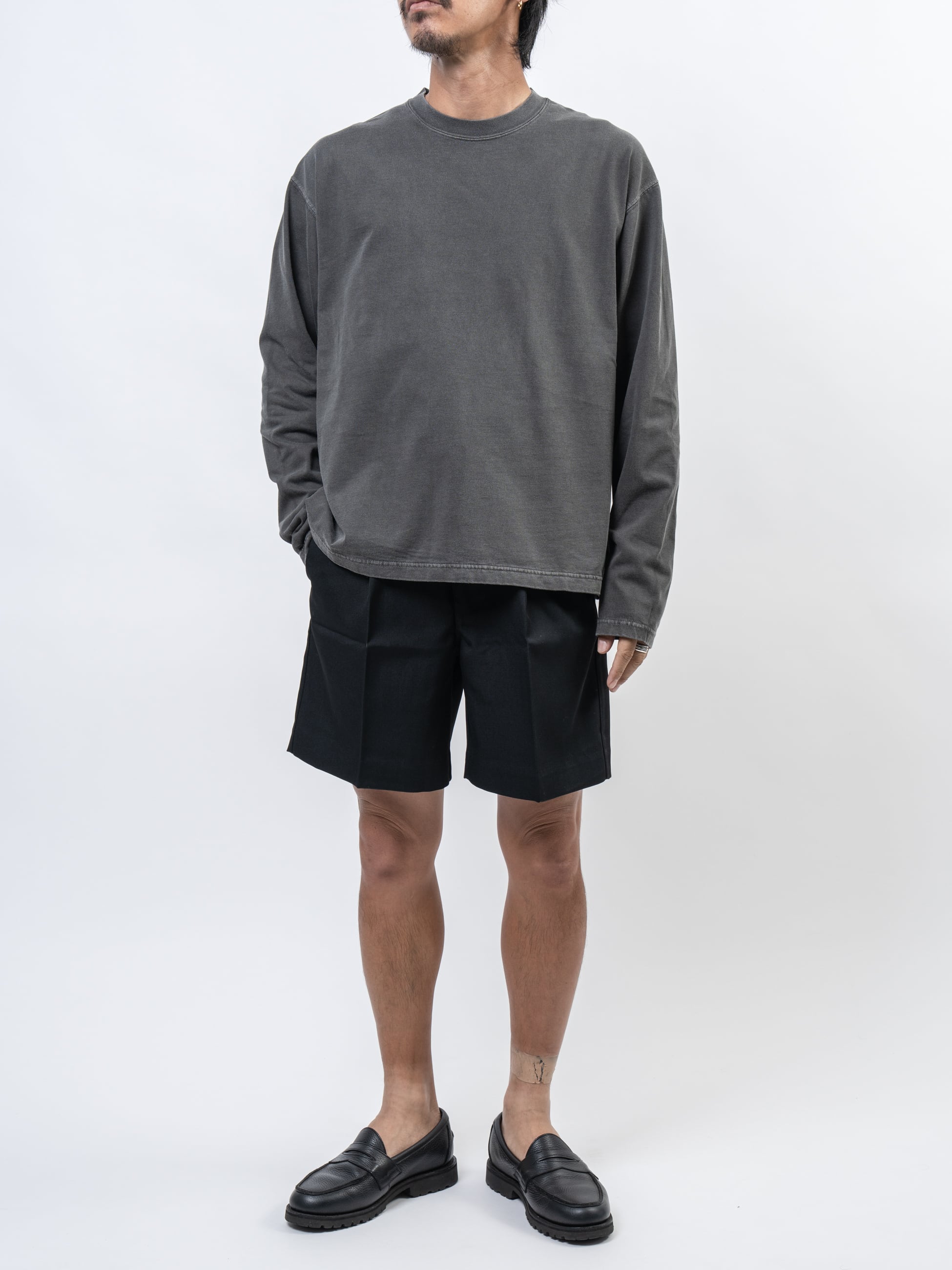 Organic Cotton Pigment Dyed Relax Fit Long Sleeve T-shirts (black