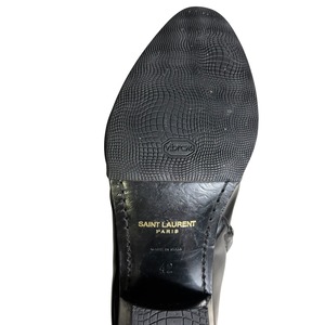 SAINT LAURENT PARIS black patent leather heel boots