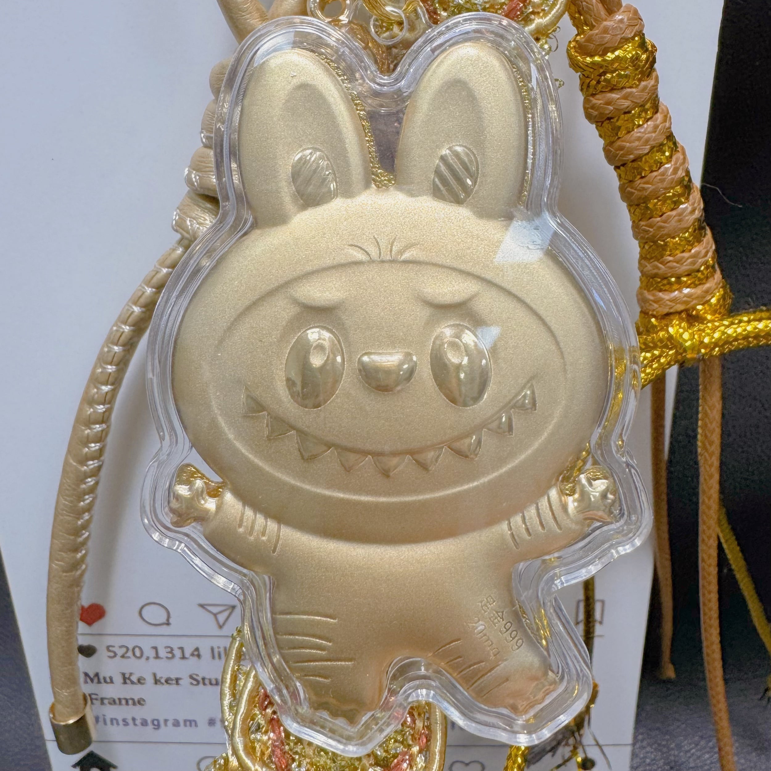 24K金製 20mg 新年限定「Labubu幸運キーホルダー」- 財運をもたらす