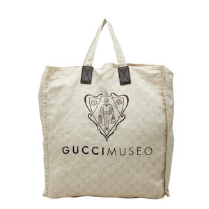 グッチ GGキャンバス ミュゼオミュージアム限定 トートバッグ 283411 ベージュ キャンバス レザー レディース GUCCI 中古