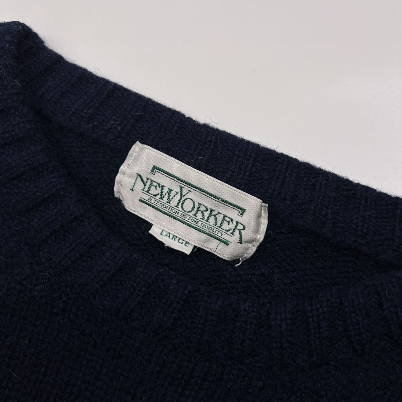 NEWYORKER ニューヨーカー チェック柄 アーガイル ダイヤ柄 ウールニットセーター サイズ L /メンズ/ネイビー