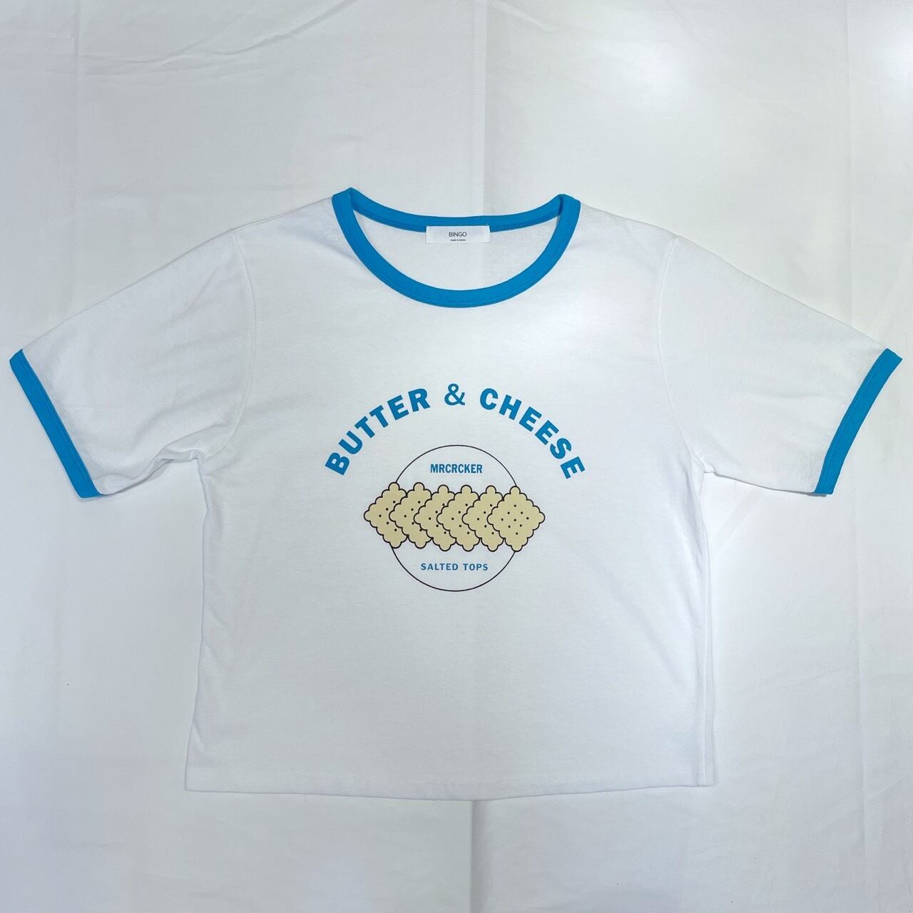 222064-5】Trim neck cracker t-shirt/トリムネック クラッカー T