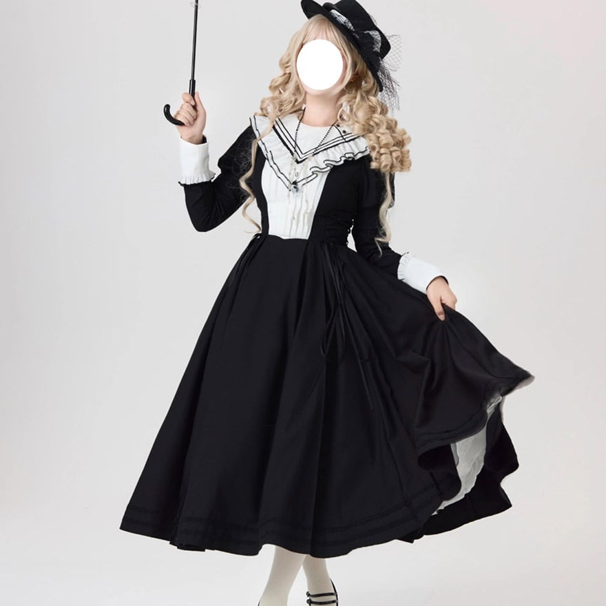 予約商品 ゴスロリ セットアップ ケープ ワンピース 修道女風 ドレス