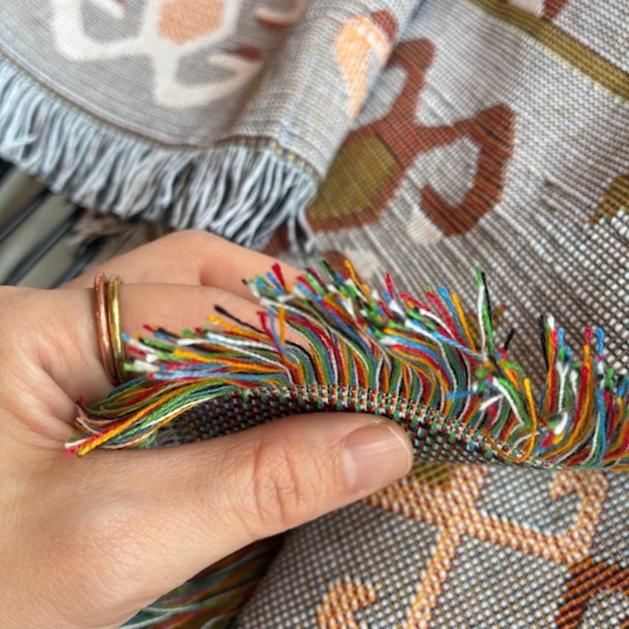 TOPANGA Homefurnishing Tribal throwket 　トライバルスローケット　130×180cm　L　ブラウン　アイボリー　ソファカバー　ベッドカバー　ブランケット　カーテン