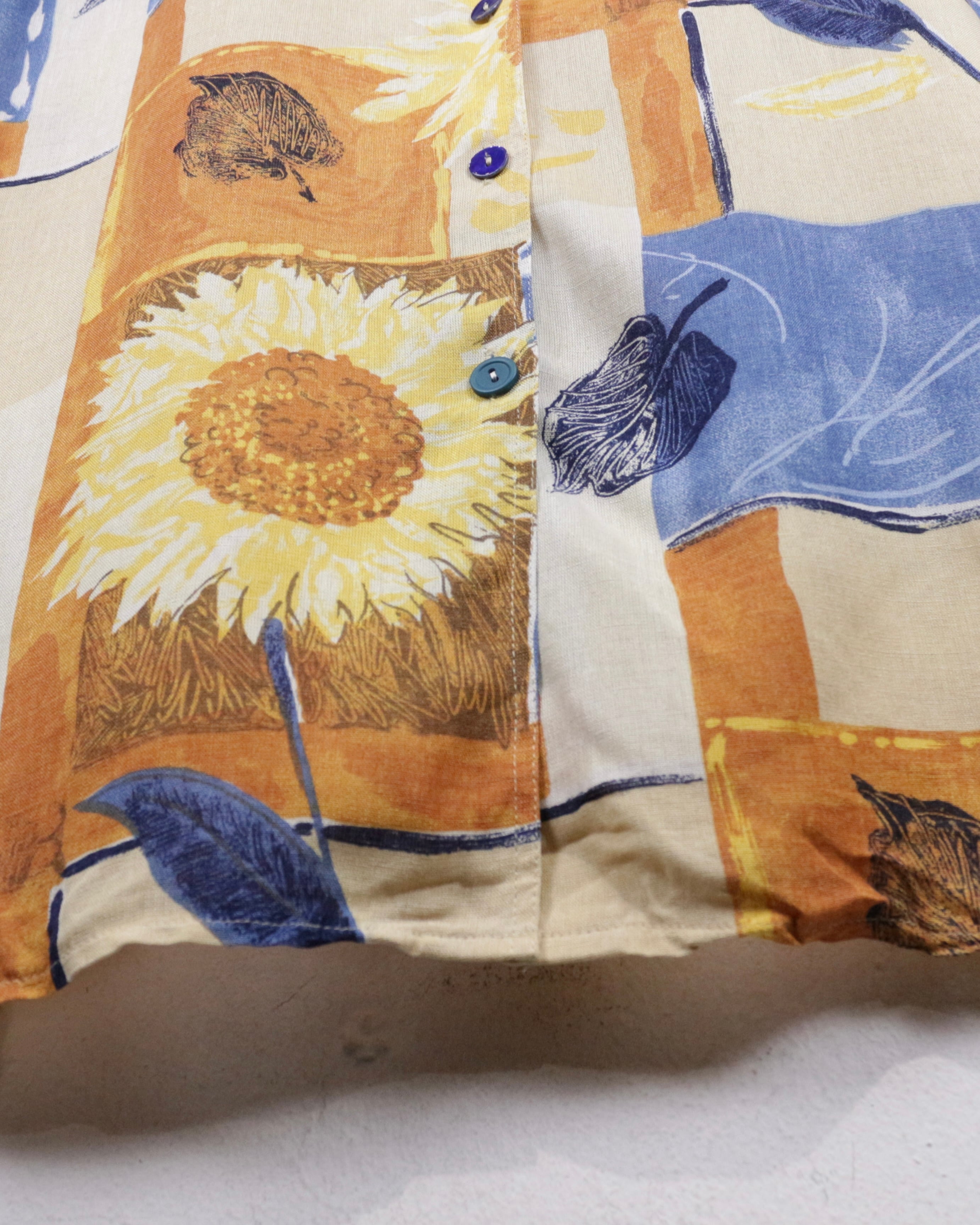 Caka act2】Artistic Sunflower Pattern Vintage Loose S/S Shirt