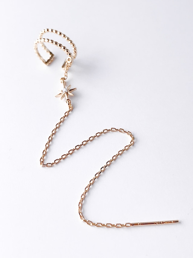 Chain star pierce & cuff（Silver 925）